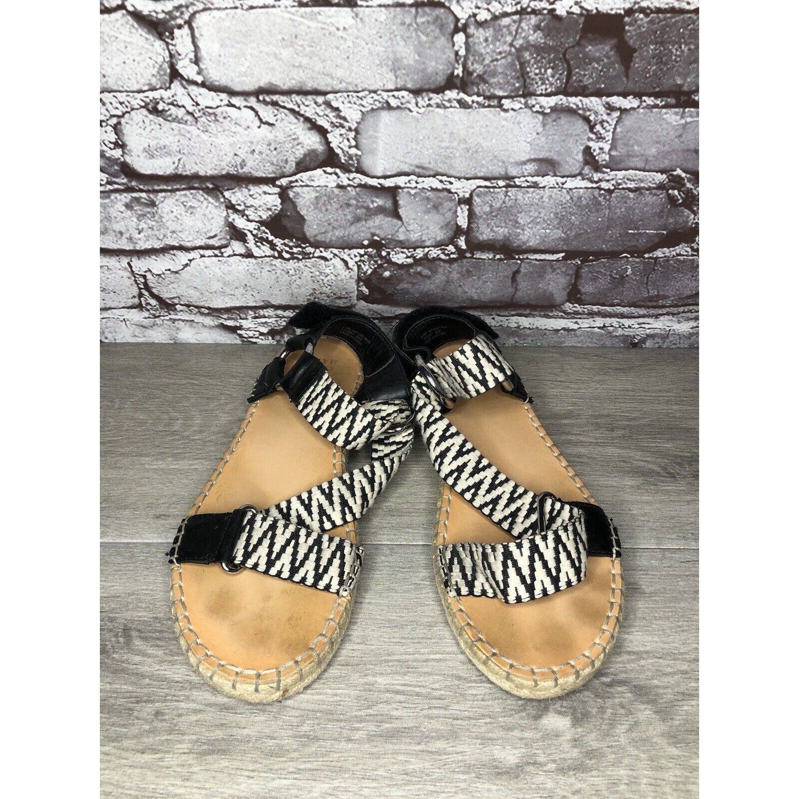 Frye Frye & Co Kole White Black Fabric Leather Espadrilles Sandal Size US 8.5 / IT 38.5 - 19 Thumbnail