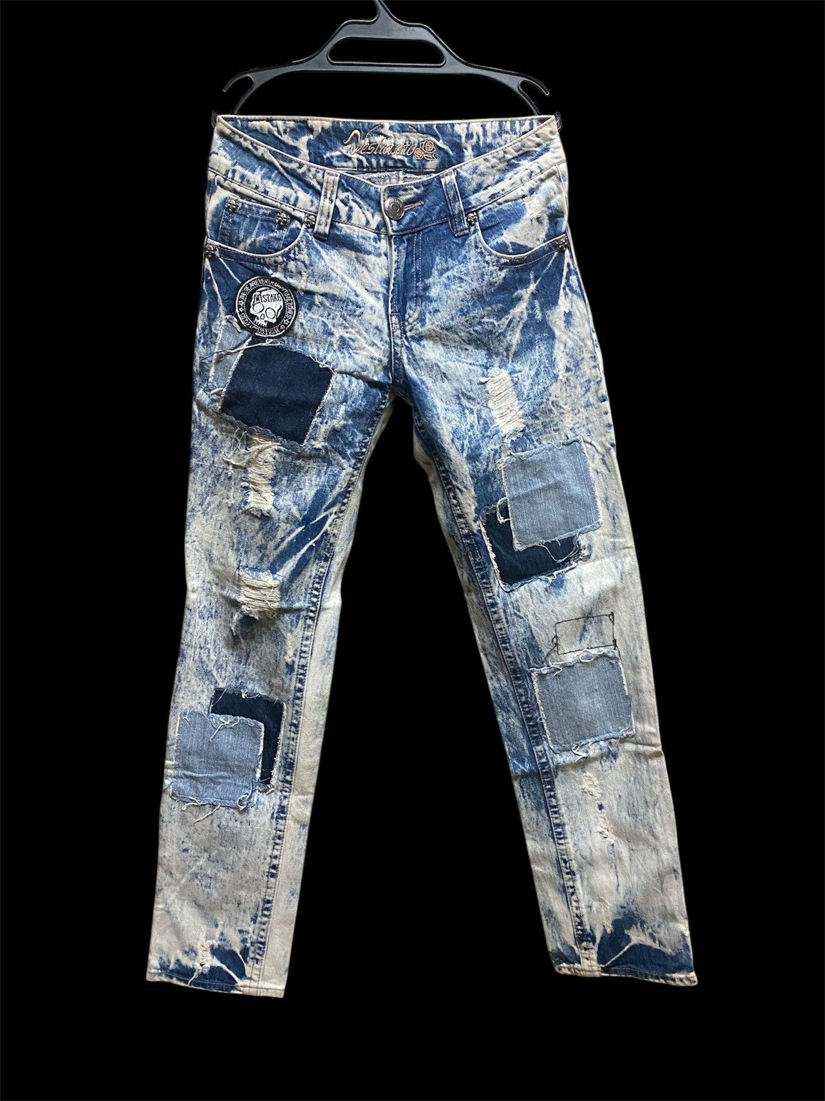 Japanese Brand Vestiamo Acid Wash Patchwork Distressed Jens Size US 30 / EU 46 - 1 Thumbnail