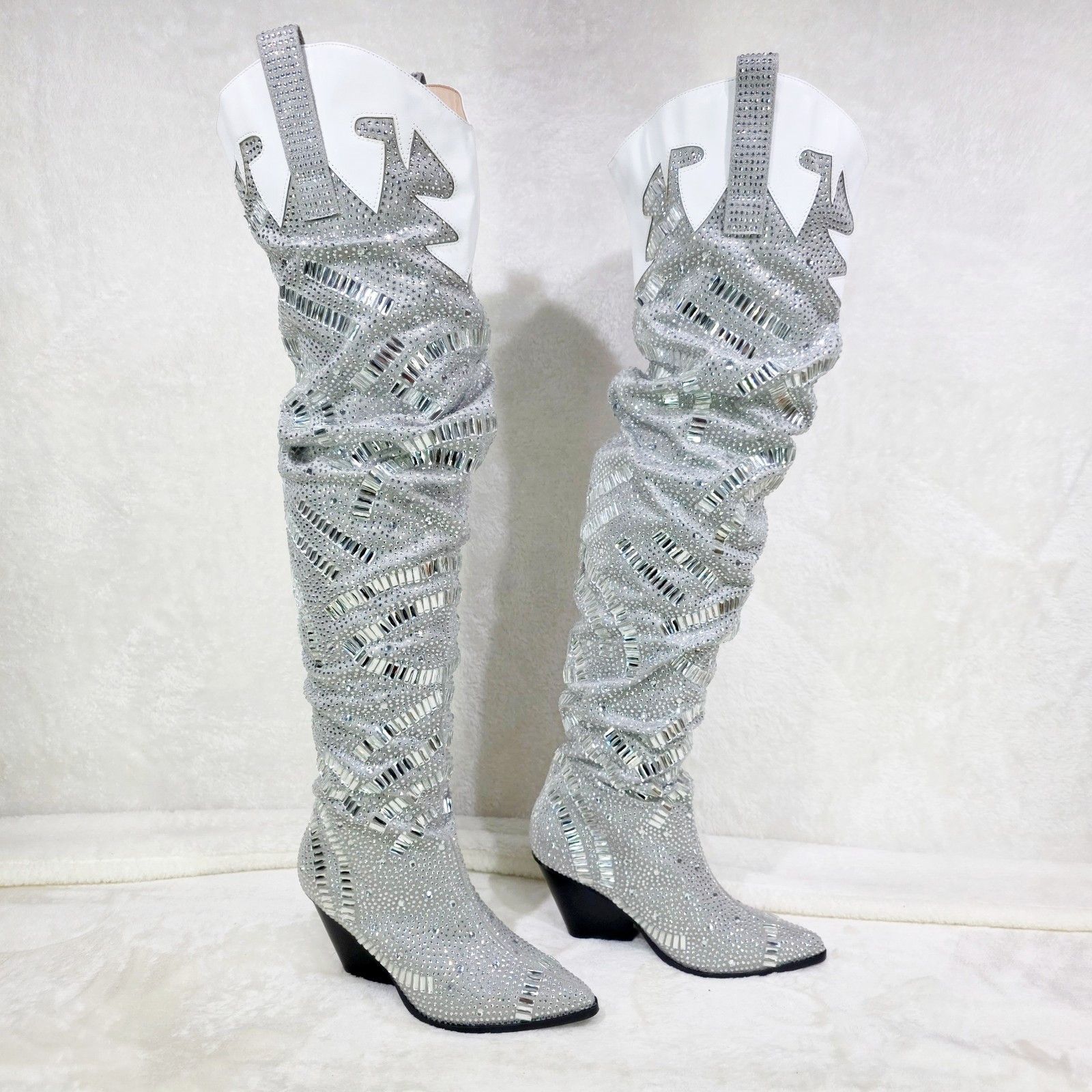 Other Cowgirl Glitz & Glam Rhinestone Mirror Tiles Western Slouch Size US 7.5 / IT 37.5 - 1 Thumbnail