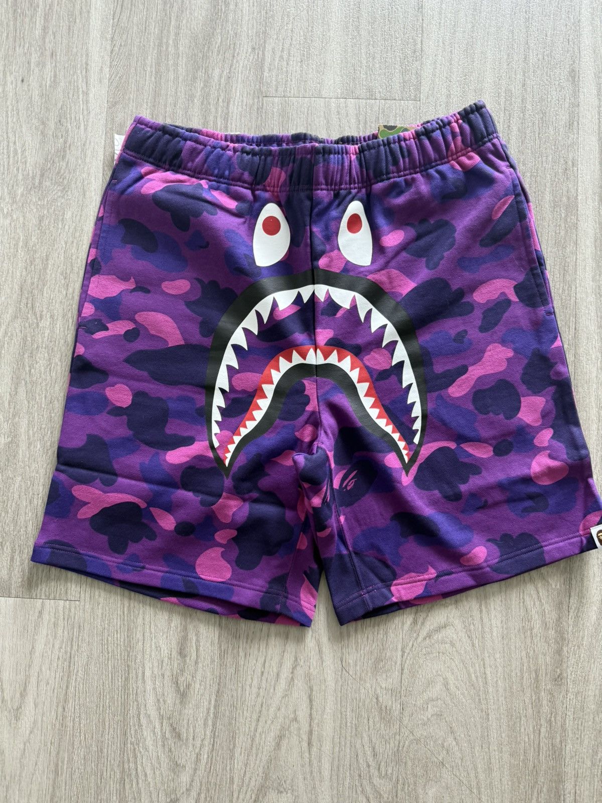Bape purple camo shark shorts