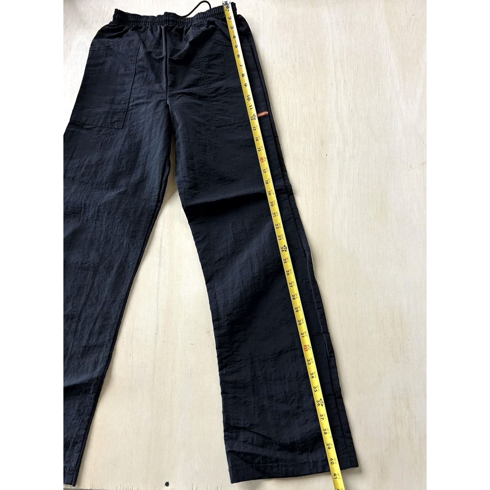 Vintage VINTAGE Crunch XS Black Nylon Elastic Waist Track Pants Men XS 25x31 USA Size US 27 - 2 Thumbnail