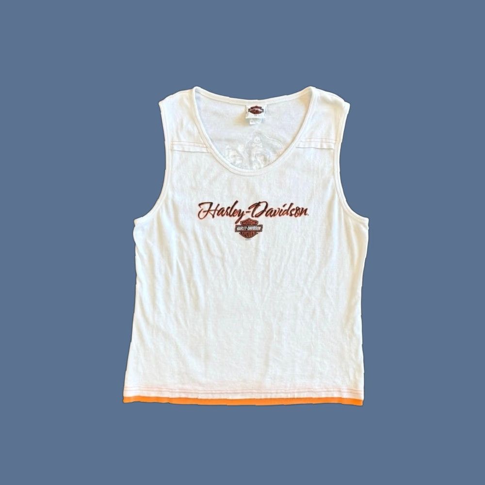 Harley Davidson VINTAGE Harley Davidson Tank Top Shirt Women 2XL White Sleeveless Biker Motorcycle 90s Y2K Grunge Streetwear Size XXL / US 16-18 / IT 52-54 - 1 Thumbnail