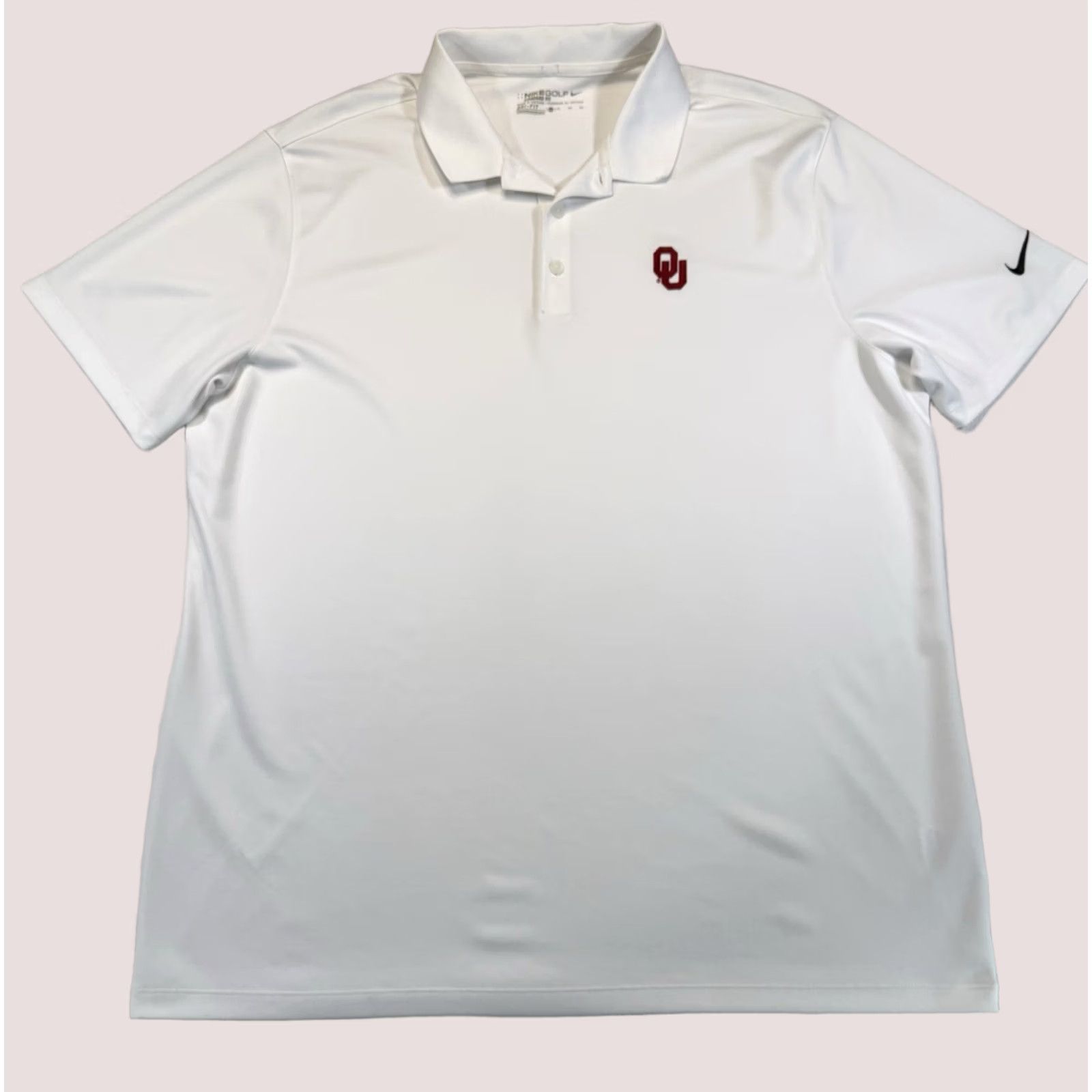 Nike Polo Shirt 1XL White Oklahoma Sooners Ou Golf Dri-Fit Performance, Men's