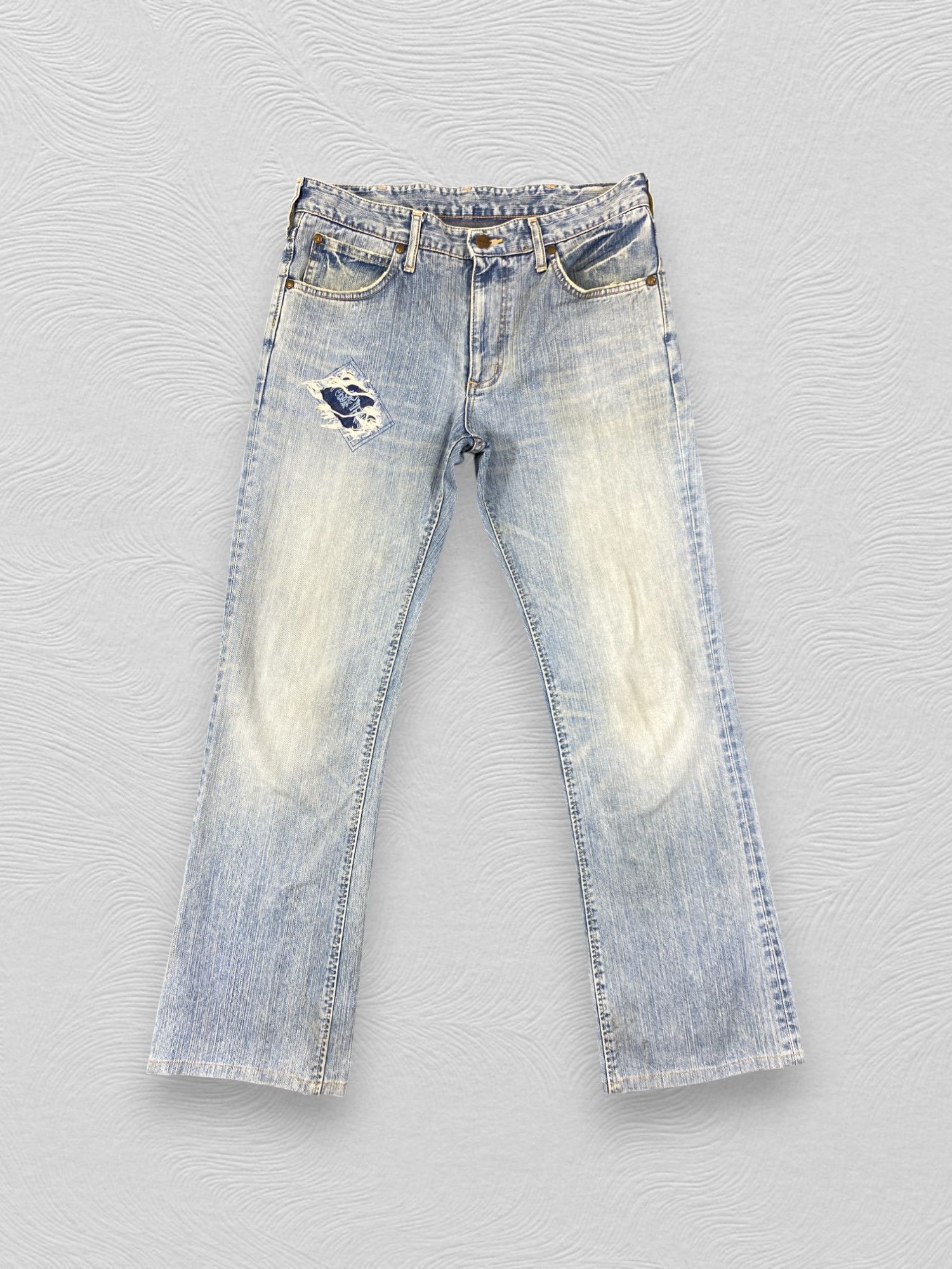 Japanese Brand Light Wash Vintage Wrangler Flare 34x30.5 Denim - JN3320 Size US 34 / EU 50 - 1 Thumbnail