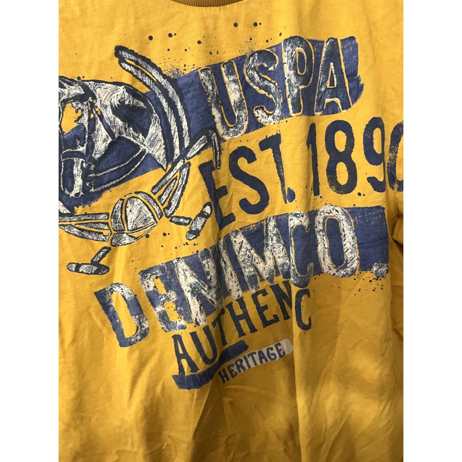 Vintage US Polo Assn. Graphic Tee Short Sleeve Men's T-Shirt M Yellow Denim 1890 Size US M / EU 48-50 / 2 - 3 Thumbnail