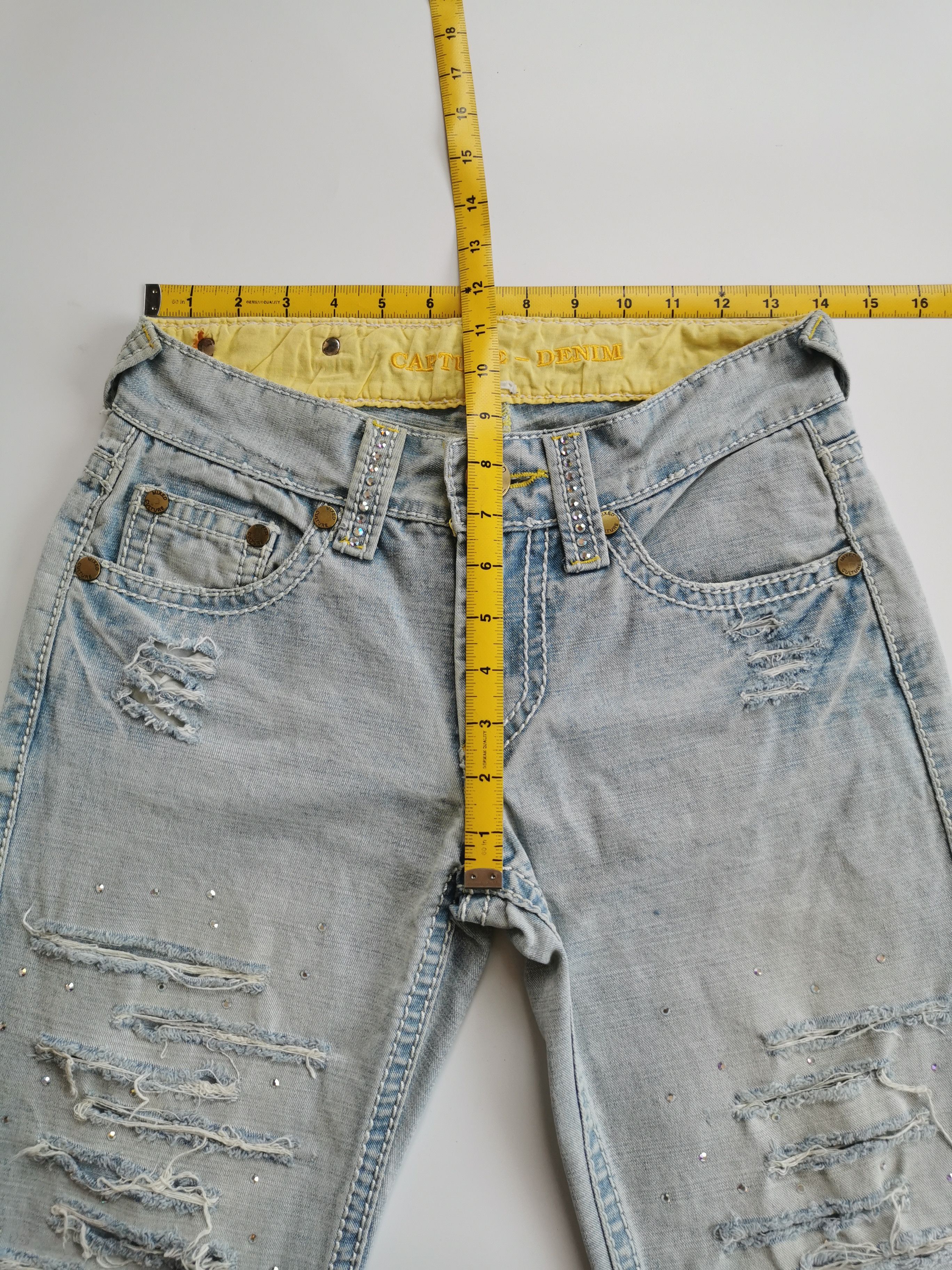 Le Grande Bleu (L.G.B.) Capture Denim Rhinestone Studded Distressed Denim Jeans Size US 28 / EU 44 - 10 Thumbnail