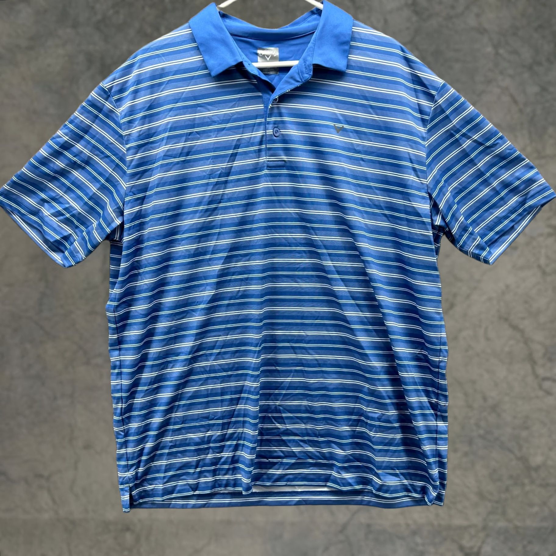 Callaway Callaway Polo Shirt Mens XL Blue Opti Dri Polyester Stripes Golf Extra Large Shirt Short Sleeve Button Logo Striped Casual Sportswear Men Accessories? Size US XL / EU 56 / 4 - 1 Thumbnail