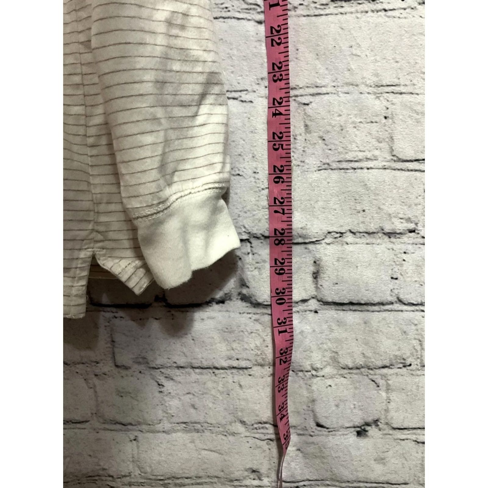 Chaps Chaps Shirt Long Sleeve Henley XLT Mens Beige Striped Cotton Buttoned Neckline Embroidered Logo Big & Tall Size US XL / EU 56 / 4 - 5 Thumbnail