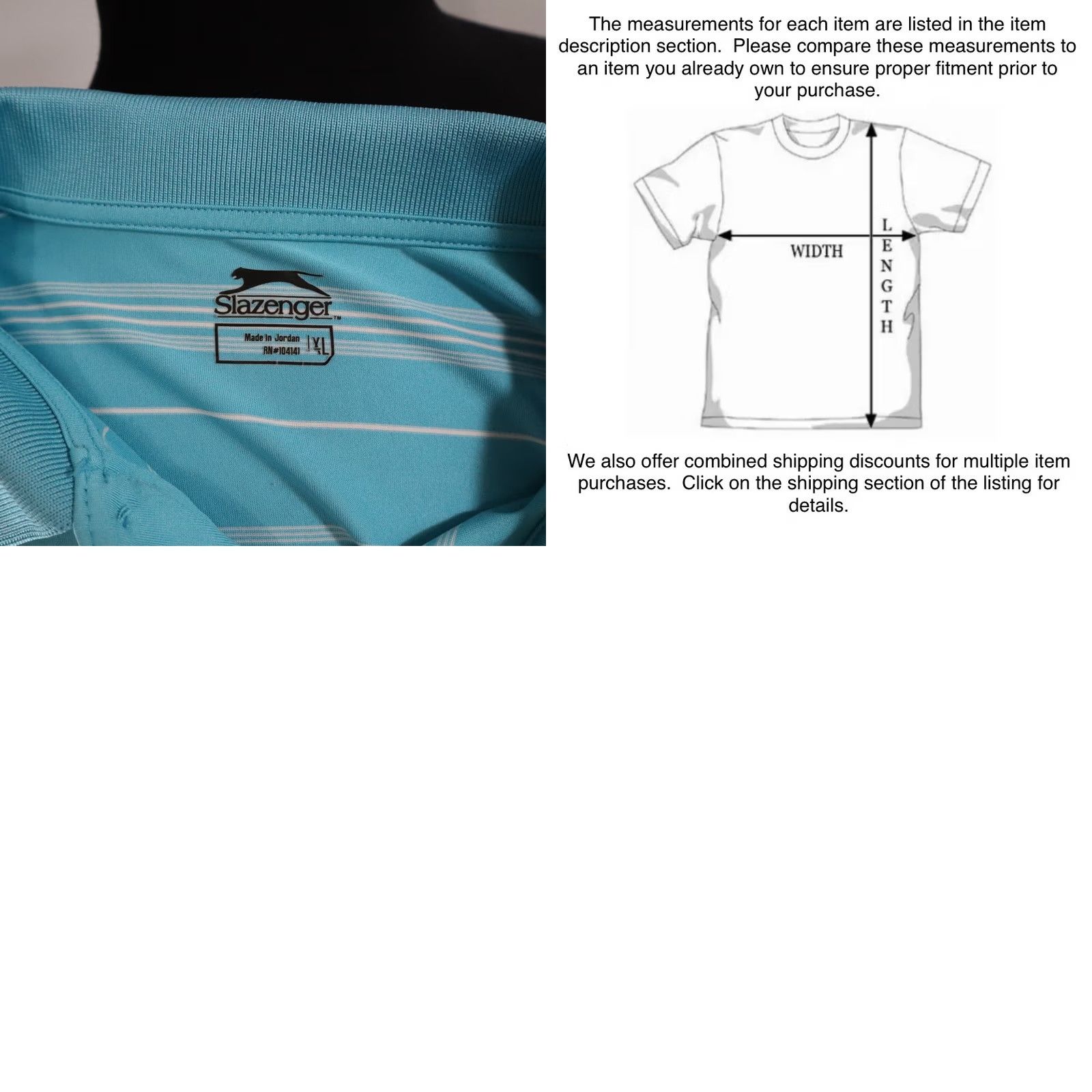 Vintage Slazenger Polo Shirt Mens XL Blue Striped Short Sleeve Golf Performance Size US XL / EU 56 / 4 - 8 Thumbnail