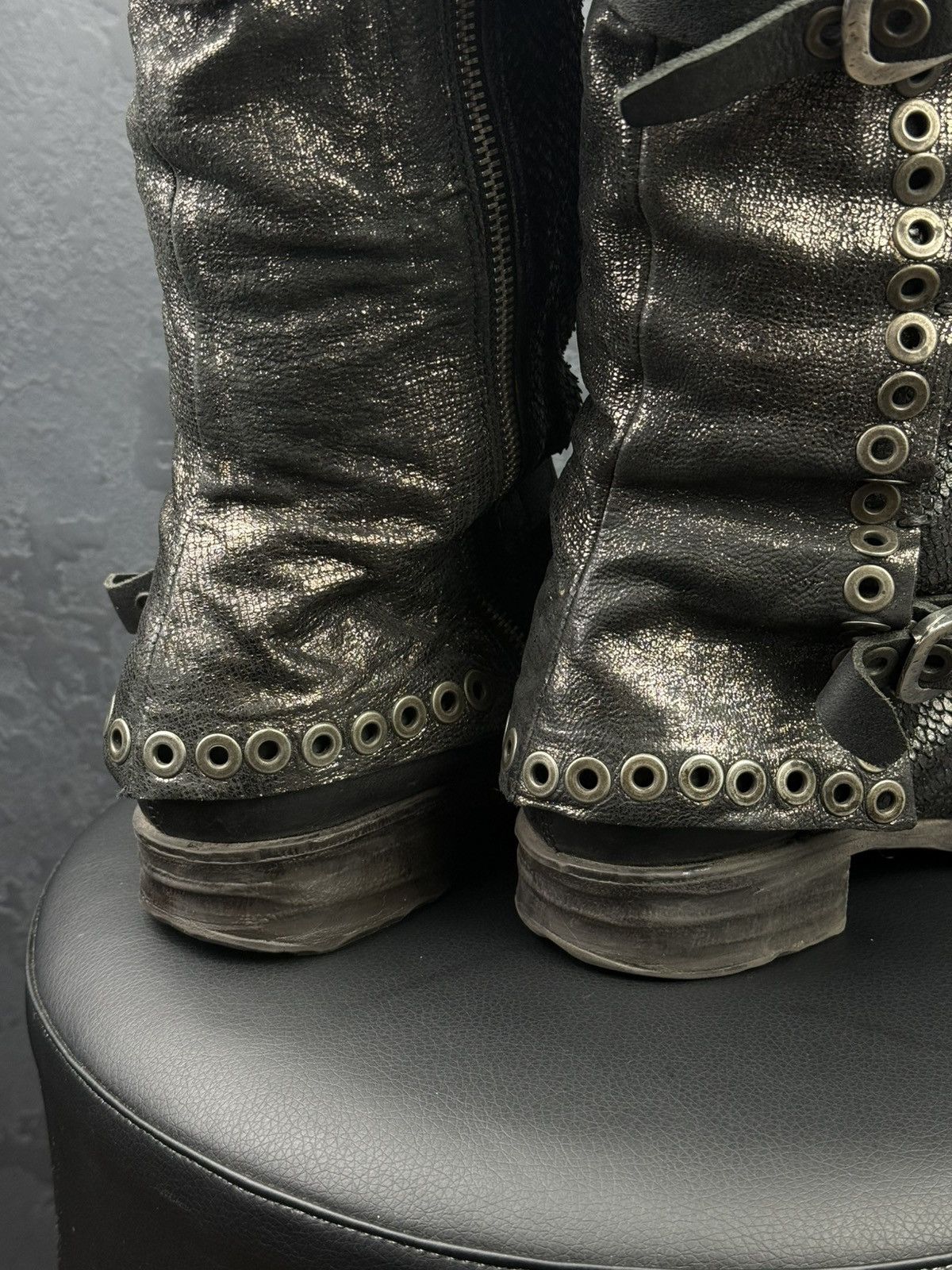 A.S.98 S.98 Saint EC Buckle Leather Boots Distressed Biker Combat Size US 10 / IT 40 - 9 Thumbnail
