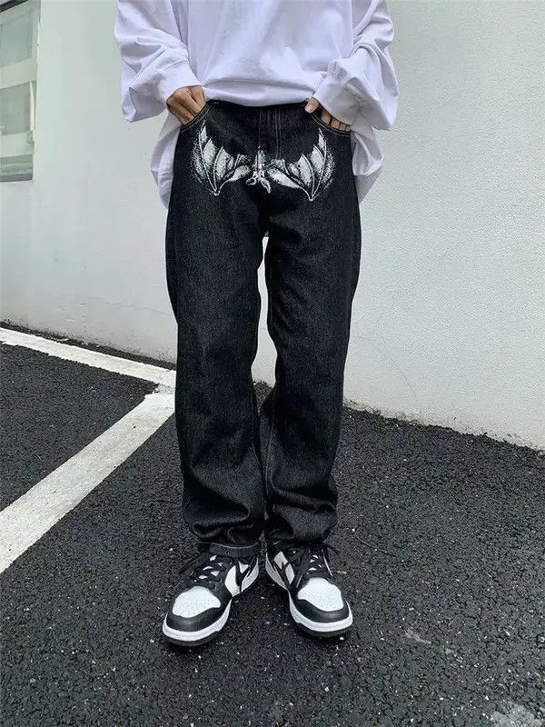 VIBE FACES Graphic Black Streetwear Denim Jeans Size US 34 / EU 50 - 5 Thumbnail