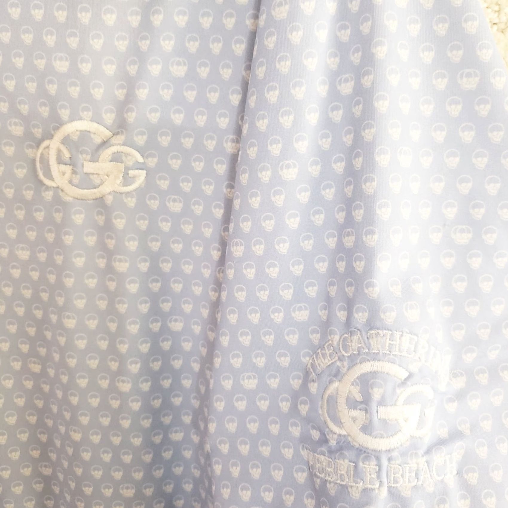 Peter Millar Peter Millar Summer Comfort Polo Mens L Blue Skulls Geometric Breathable Lightweight Stretch Golf Shirt Size US L / EU 52-54 / 3 - 6 Thumbnail