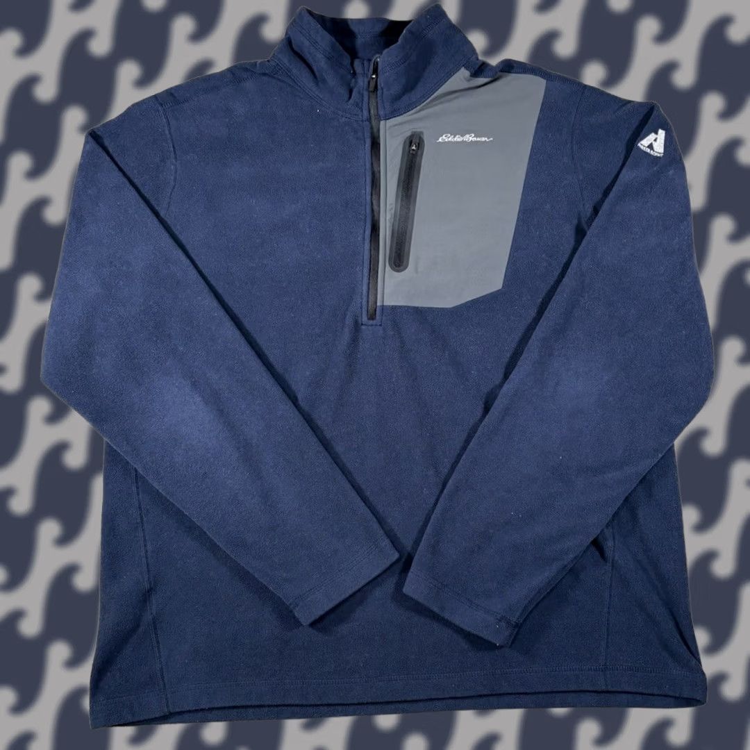 Eddie Bauer Eddie Bauer First Ascent Quarter Zip Fleece Navy Blue Mens Size Large Tall Sleeve Long Zip Mock Neck Logo Pattern Solid Vintage No Size US L / EU 52-54 / 3 - 1 Thumbnail
