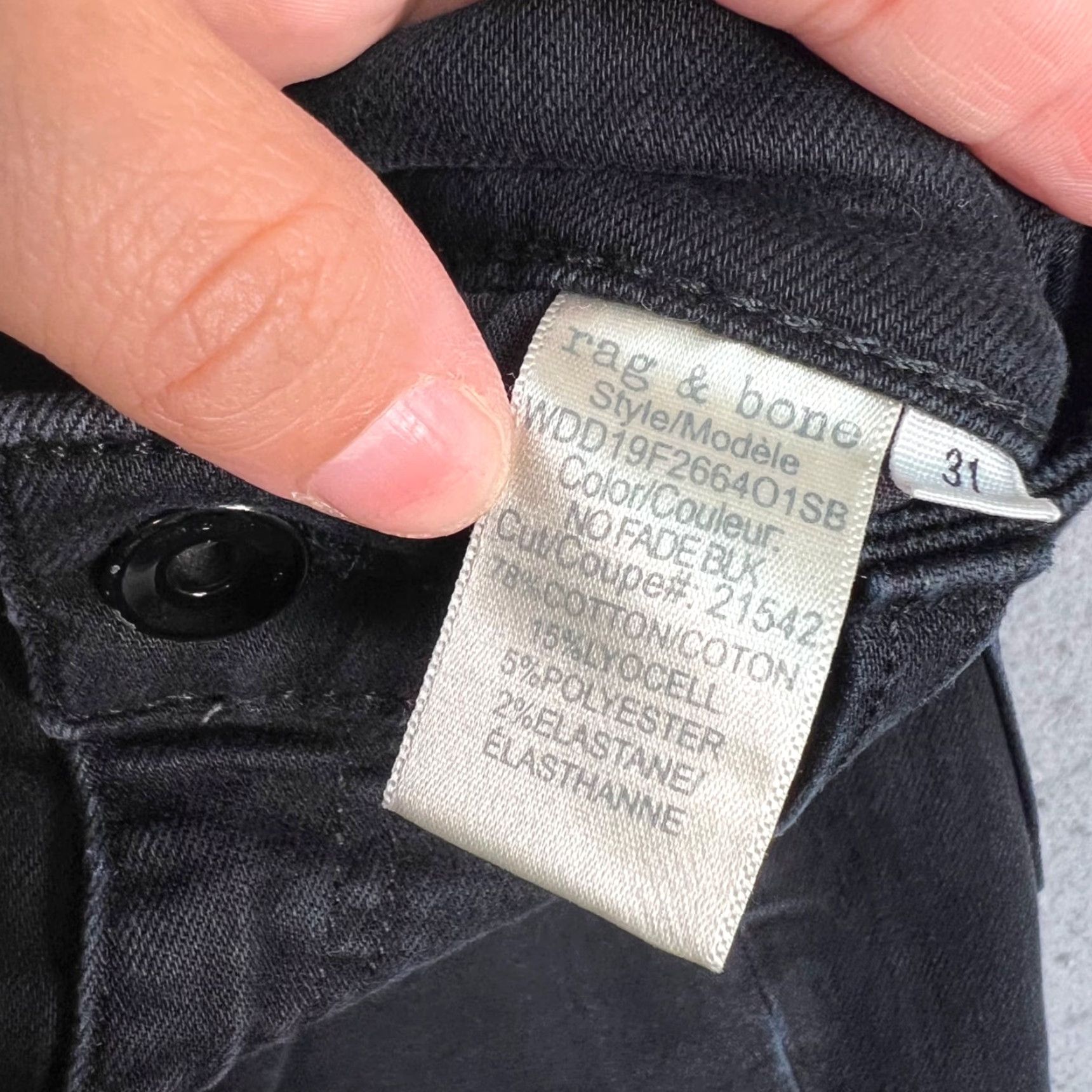 Rag & Bone Rag & Bone High-Rise Skinny Jeans Size 31 Black Denim Cotton Blend Womens Size 24" / US 00 / IT 34 - 6 Thumbnail