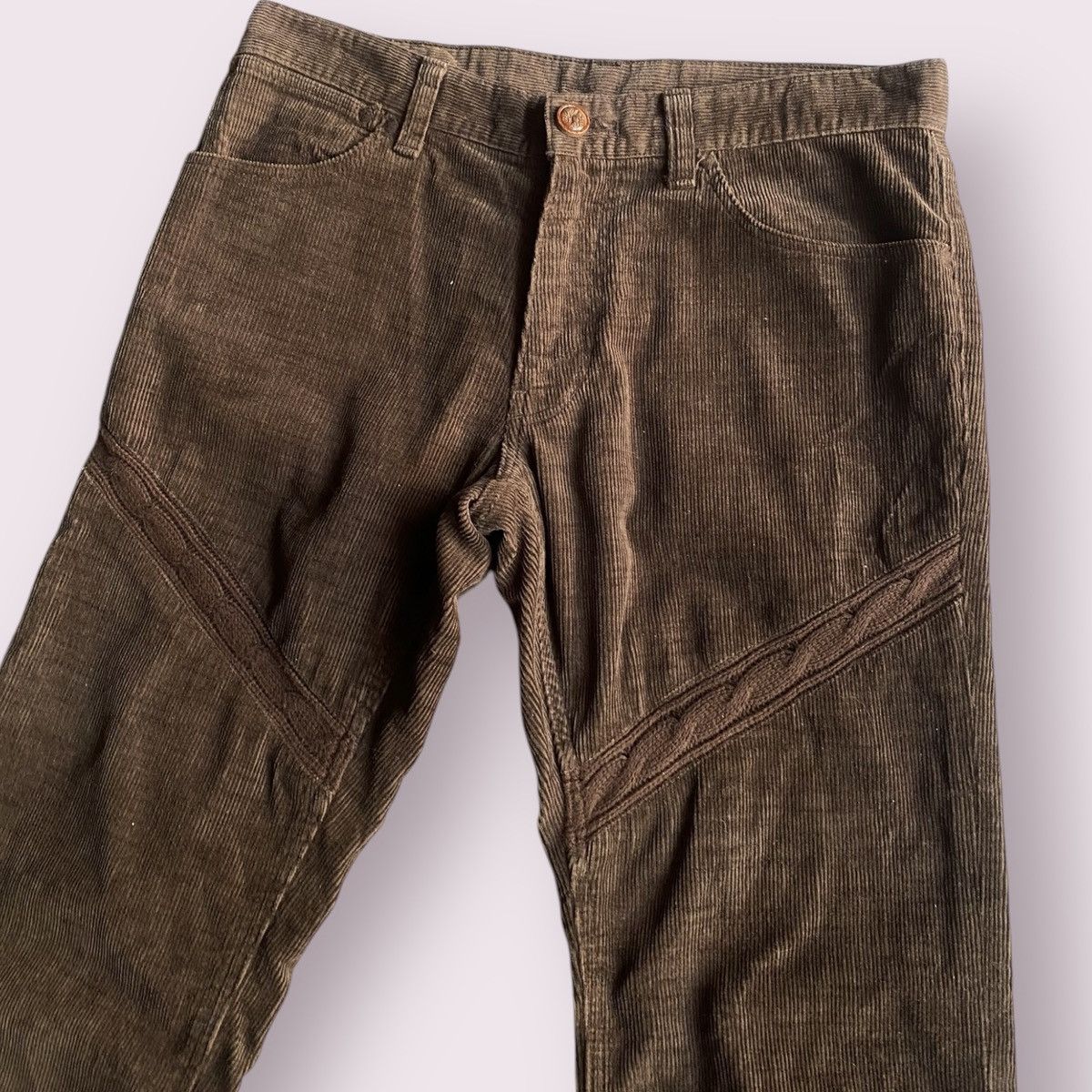 Number (N)ine × Takahiromiyashita The Soloist. SS/AW03 Corduroy Pants With Knit Details Size US 30 / EU 46 - 1 Thumbnail