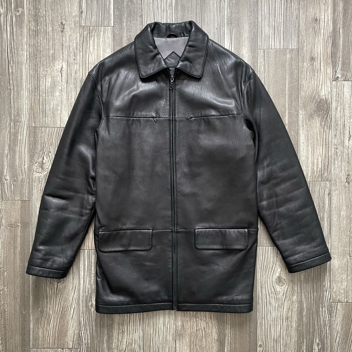 Genuine Leather Vintage 90s Black Leather Jacket Size US S / EU 44-46 / 1 - 1 Thumbnail