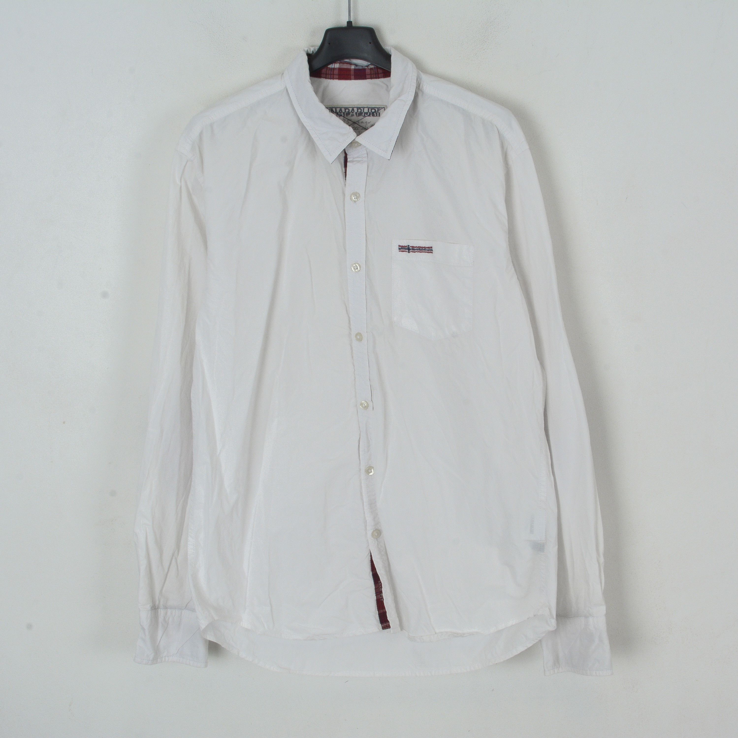 Napapijri Men's XL Shirt Button Up Check Elbow Patches Cotton Collared Size US XL / EU 56 / 4 - 1 Thumbnail