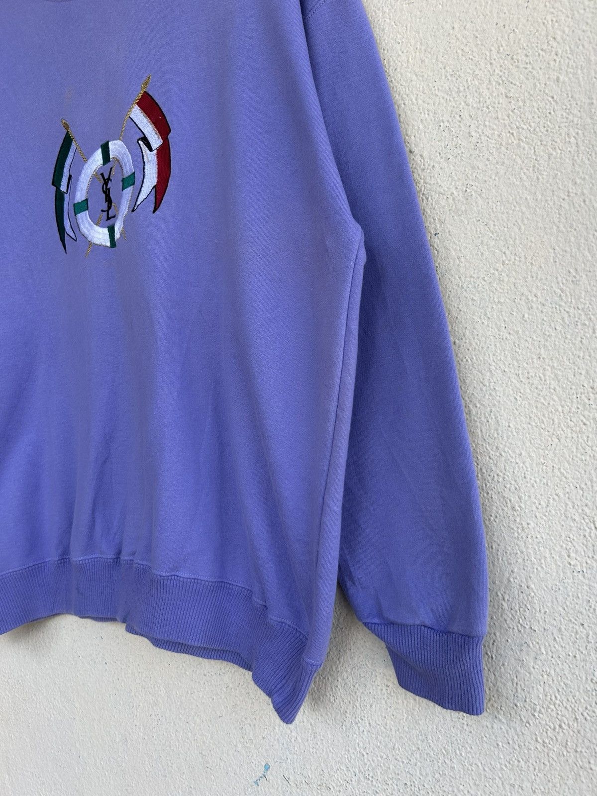 Vintage × Yves Saint Laurent YSL Embroidered Cross Flag Sweatshirt Size US L / EU 52-54 / 3 - 6 Thumbnail