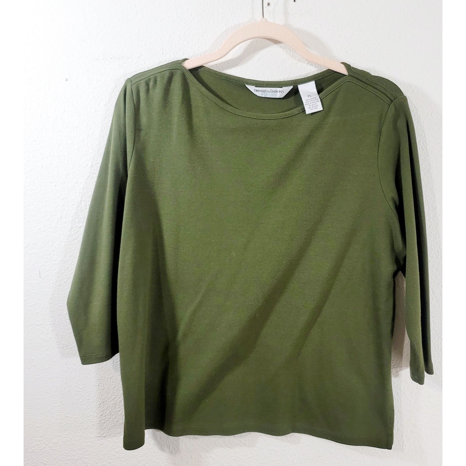 Other Draper's & Damon's Green Boat Collar Top PL 3/4 Sleeves Size L / US 10 / IT 46 - 7 Thumbnail
