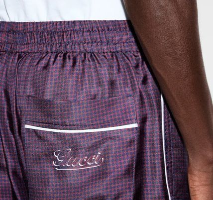 Gucci o1loc1c1125 817656 Printed Panama Silk Trouser in Purple Size US 32 / EU 48 - 4 Thumbnail