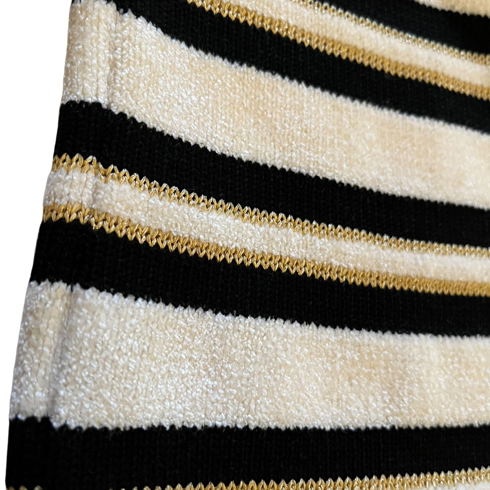 St. John × Vintage Vtg St John Sport Striped Chenille Turtleneck Tunic Sweater Size S / US 4 / IT 40 - 4 Thumbnail