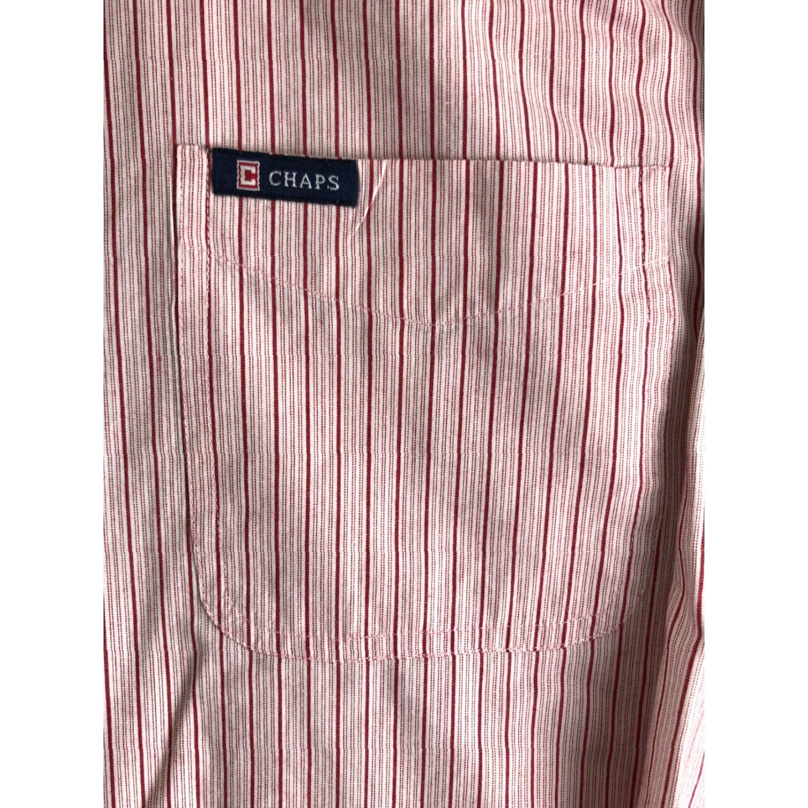 Chaps Chaps Easy Care Shirt Striped Button-Down Long Sleeve Red Mens XL Size US XL / EU 56 / 4 - 2 Thumbnail
