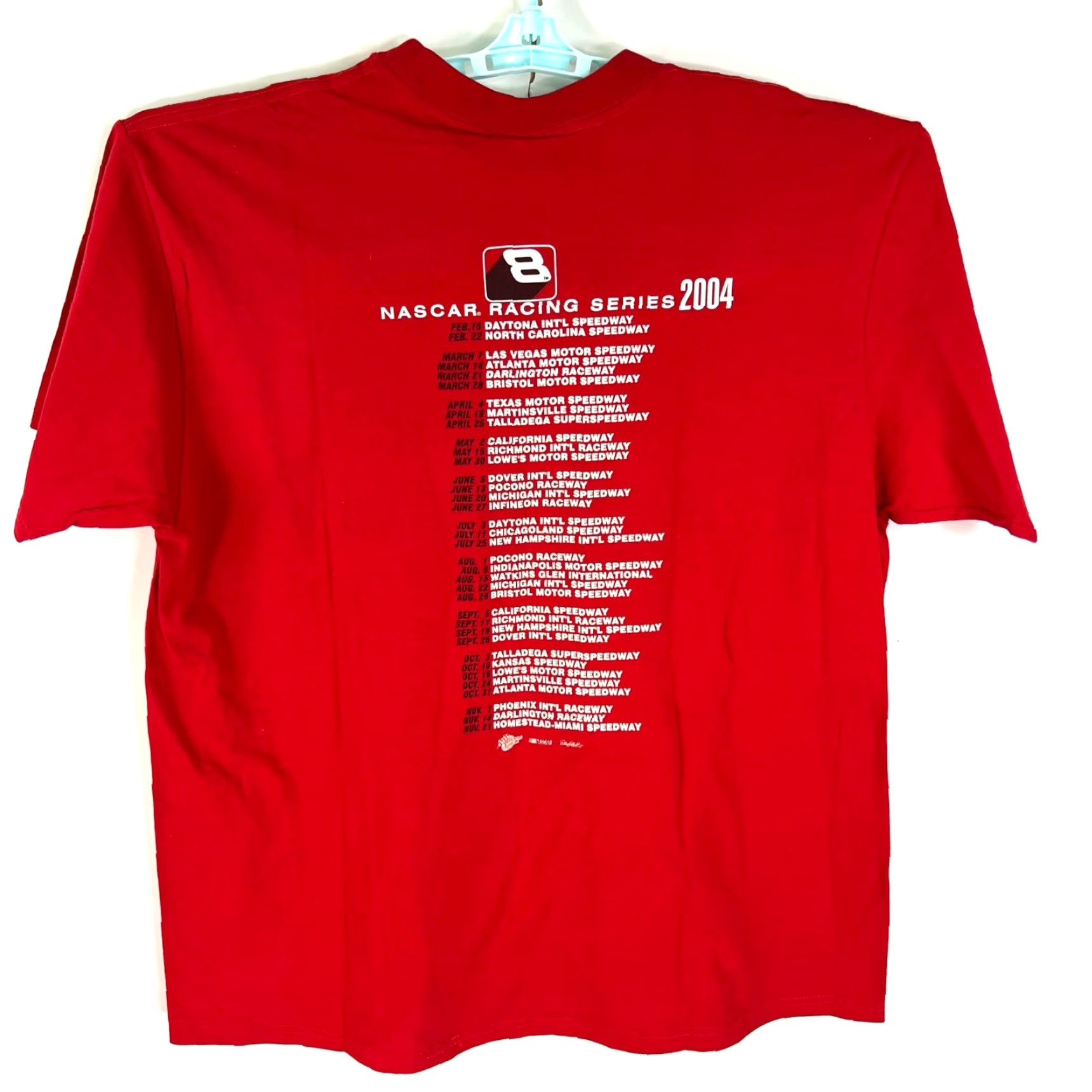 NASCAR Dale Jr NASCAR Racing Schedule 2004 T Shirt Adult XL Red Graphic Tee Size US XL / EU 56 / 4 - 6 Thumbnail