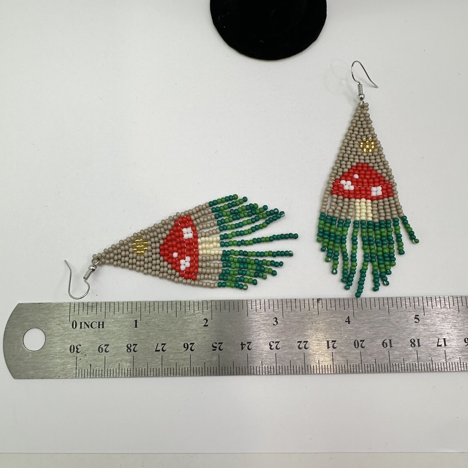 Other Aminata Mushrooms Seed Beaded Dangling Hook Earrings New Size ONE SIZE - 4 Thumbnail