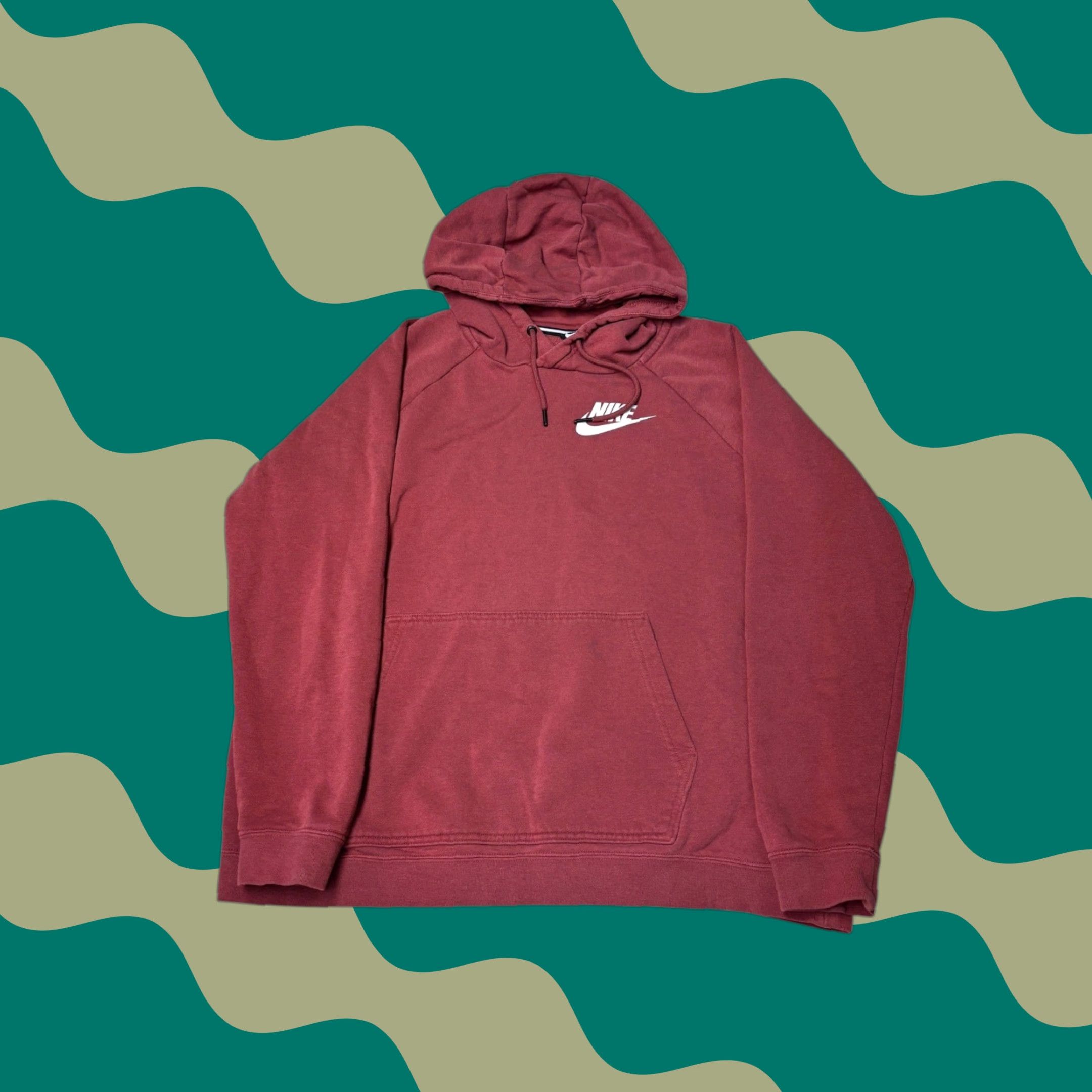 Nike Nike Hoodie Shirt Men XL Red Pullover Sweatshirt Pockets Hooded Logo Nike Sportswear 80s? (no) Size US XL / EU 56 / 4 - 1 Thumbnail