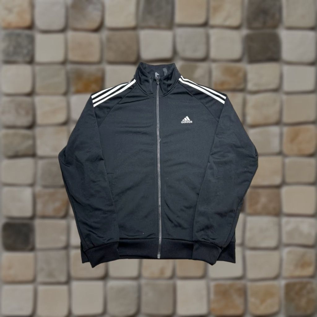 Adidas Adidas Track Jacket Mens Large Black Running Full Zip Size US L / EU 52-54 / 3 - 1 Thumbnail