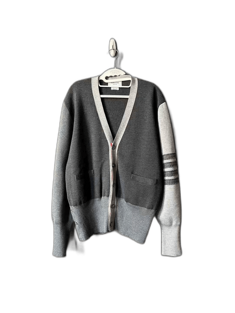 Thom Browne Gray Color Block Wool Cardigan Size US XL / EU 56 / 4 - 1 Thumbnail