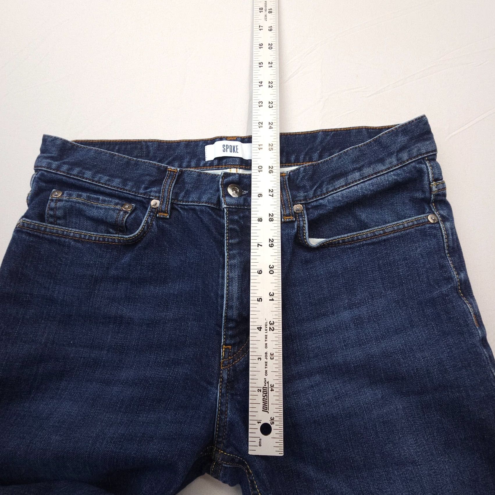 Vintage Spoke London Slim Taper Jeans Mens 32 Blue Dark Wash Stretch Denim Size US 32 / EU 48 - 5 Thumbnail
