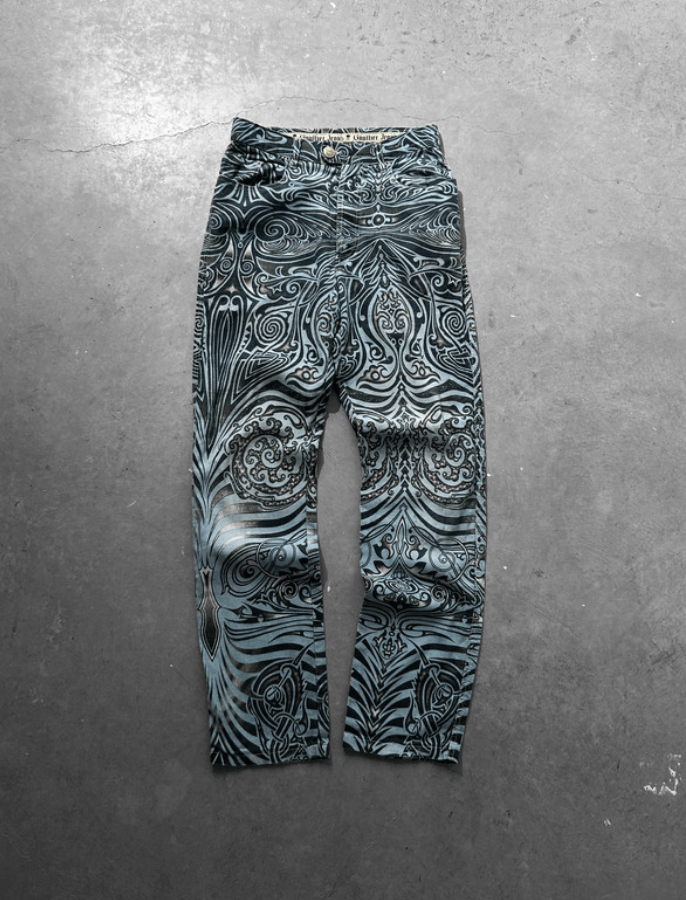 Jean × Jean Paul Gaultier Jean Paul Gaultier Jeans Graphic Tribal Denim Tattoo EX0124 Size 25" / US 0 / IT 36 - 1 Thumbnail