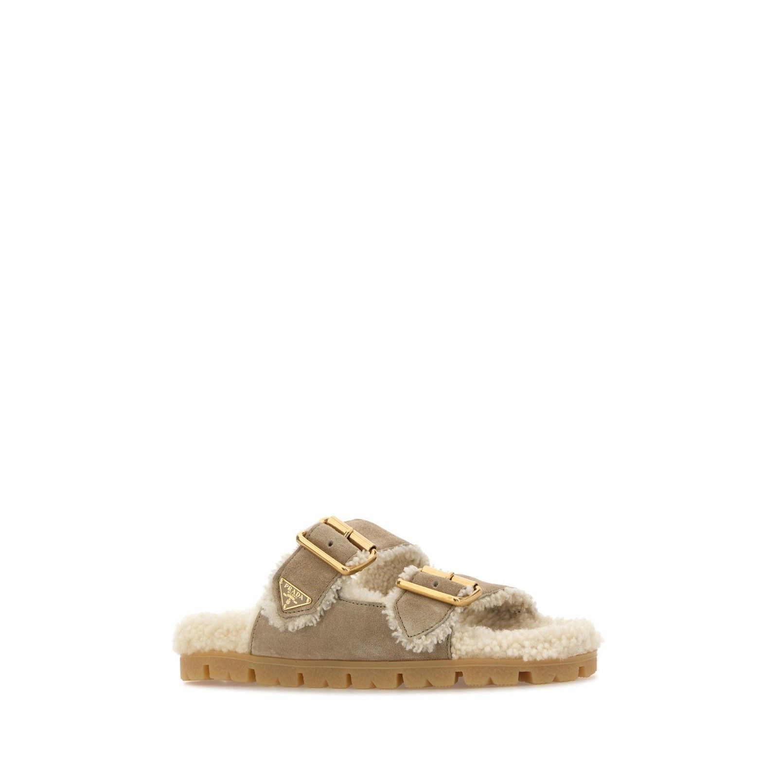 Prada PRADA Triangle Beige Brown Suede Slippers New And Authentic Size US 11 / IT 41 - 2 Thumbnail