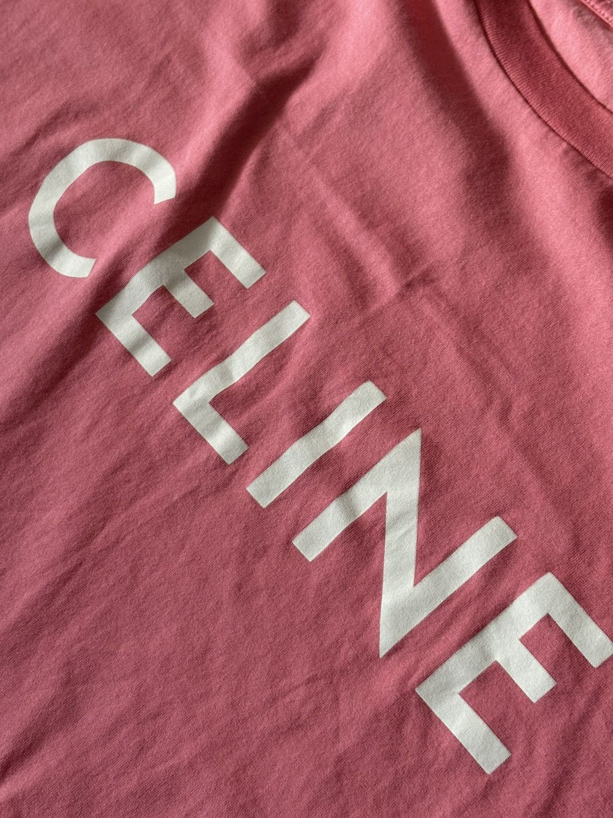 Celine Celine pink logo tshirt Size US M / EU 48-50 / 2 - 9 Thumbnail