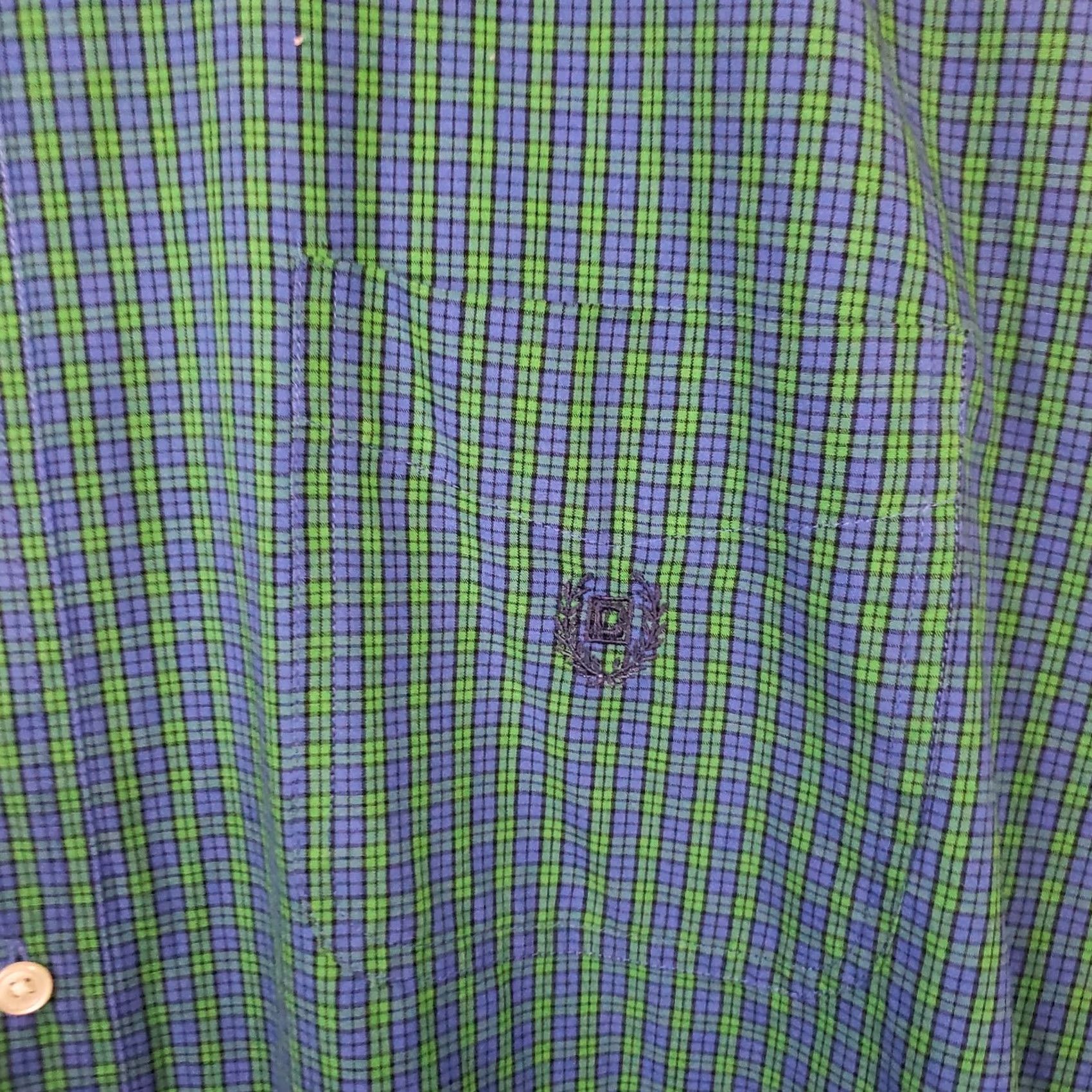 Chaps CHAPS Easy Care Shirt Green Blue Plaid Men's 4XB Button-Up Twill Casual Long Sleeve Size US XXL / EU 58 / 5 - 5 Thumbnail