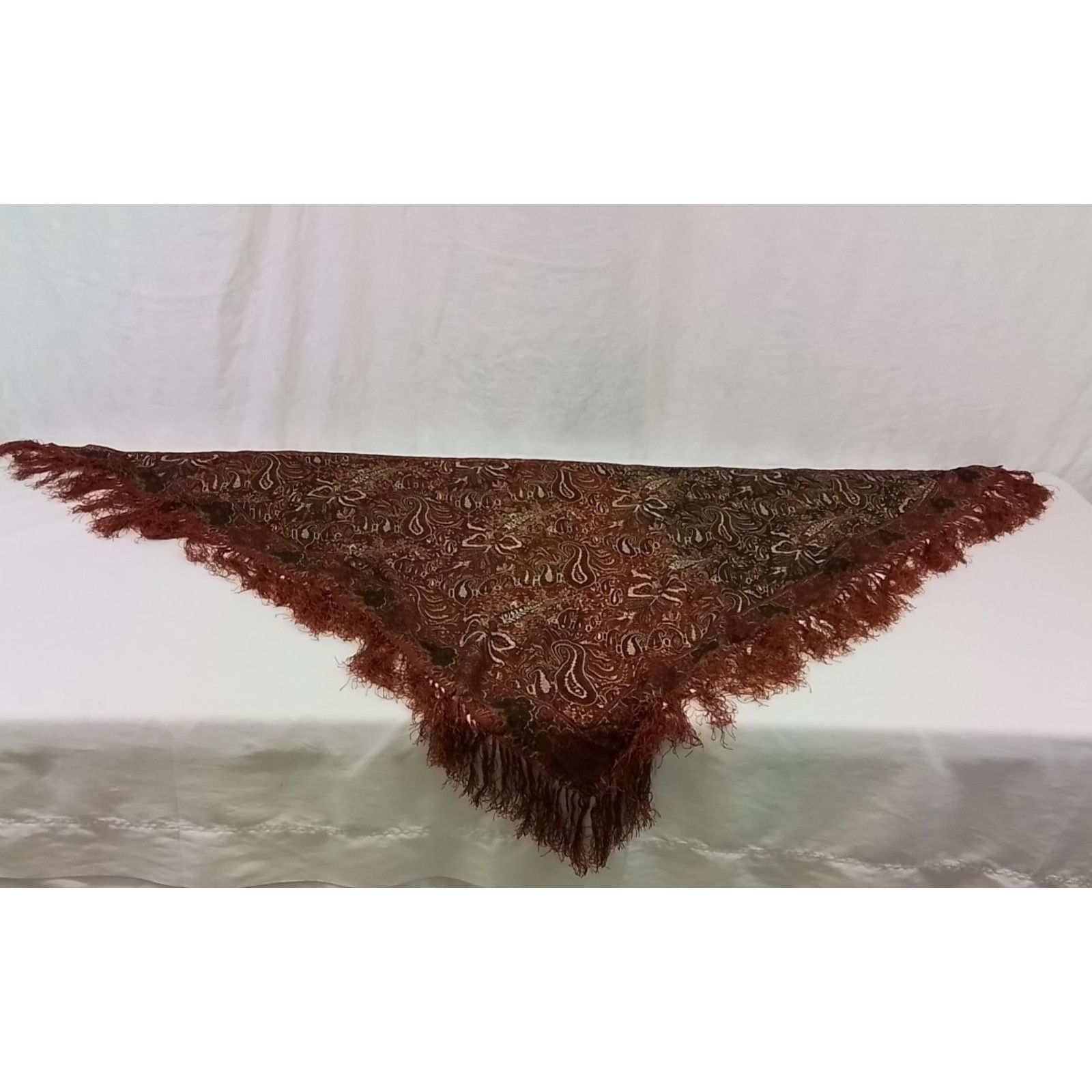 Ralph Lauren Ralph Lauren Wool Shawl Orange/Red Paisley Tassels VTG 90s Size ONE SIZE - 4 Thumbnail