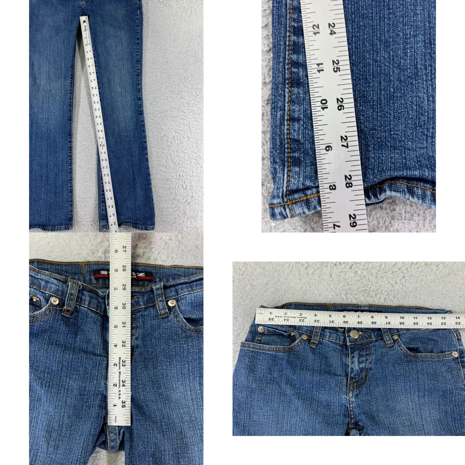 Vintage Starz Pants Womens Jeans Blue Denim Flared Low Rise Embroidered Cotton 26x29 Size 25" / US 0 / IT 36 - 8 Thumbnail