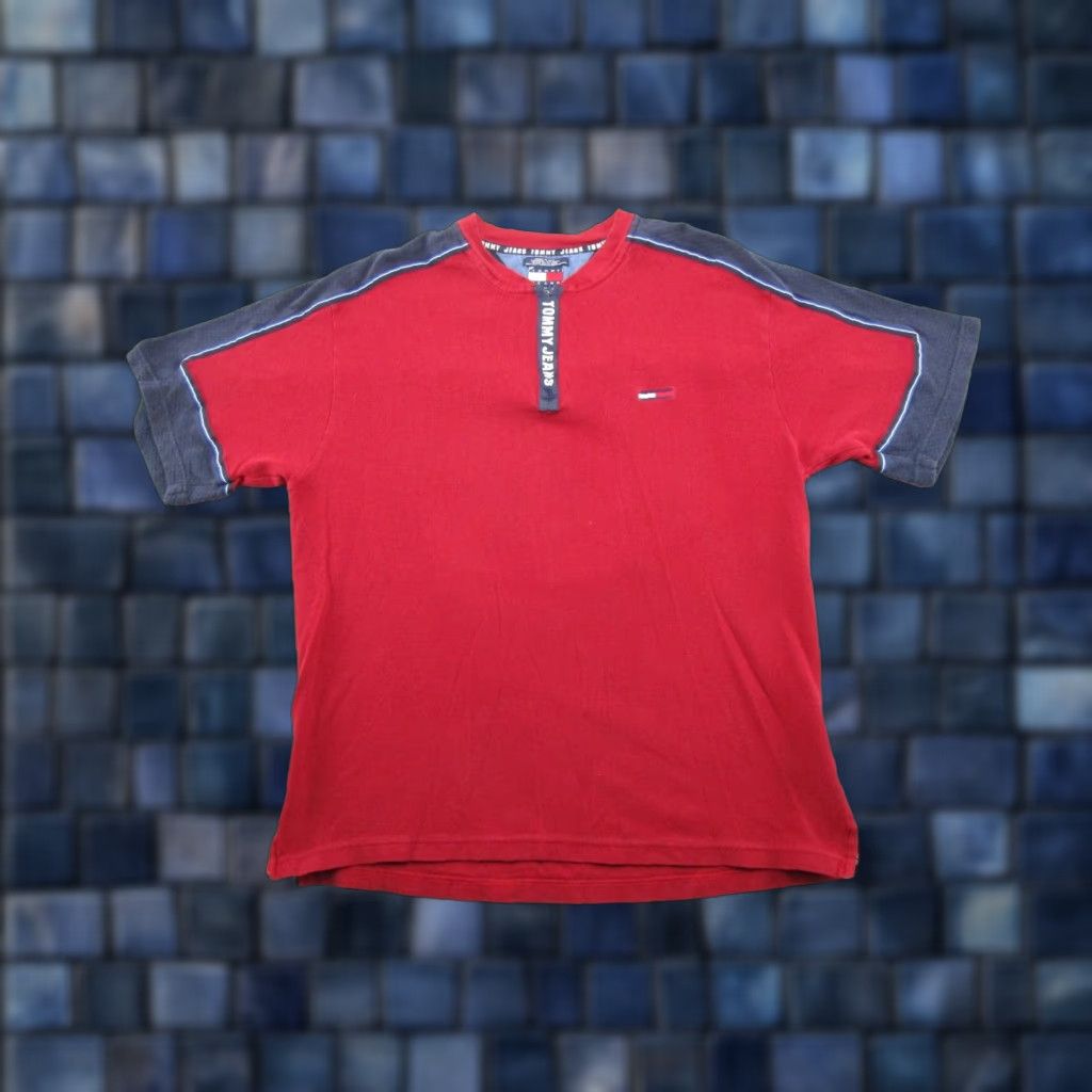 Tommy Hilfiger VINTAGE Tommy Hilfiger Polo Shirt Mens XL 1/4 Zip Spell Out Logo Short Sleeve VTG Y2K Size US XL / EU 56 / 4 - 1 Thumbnail