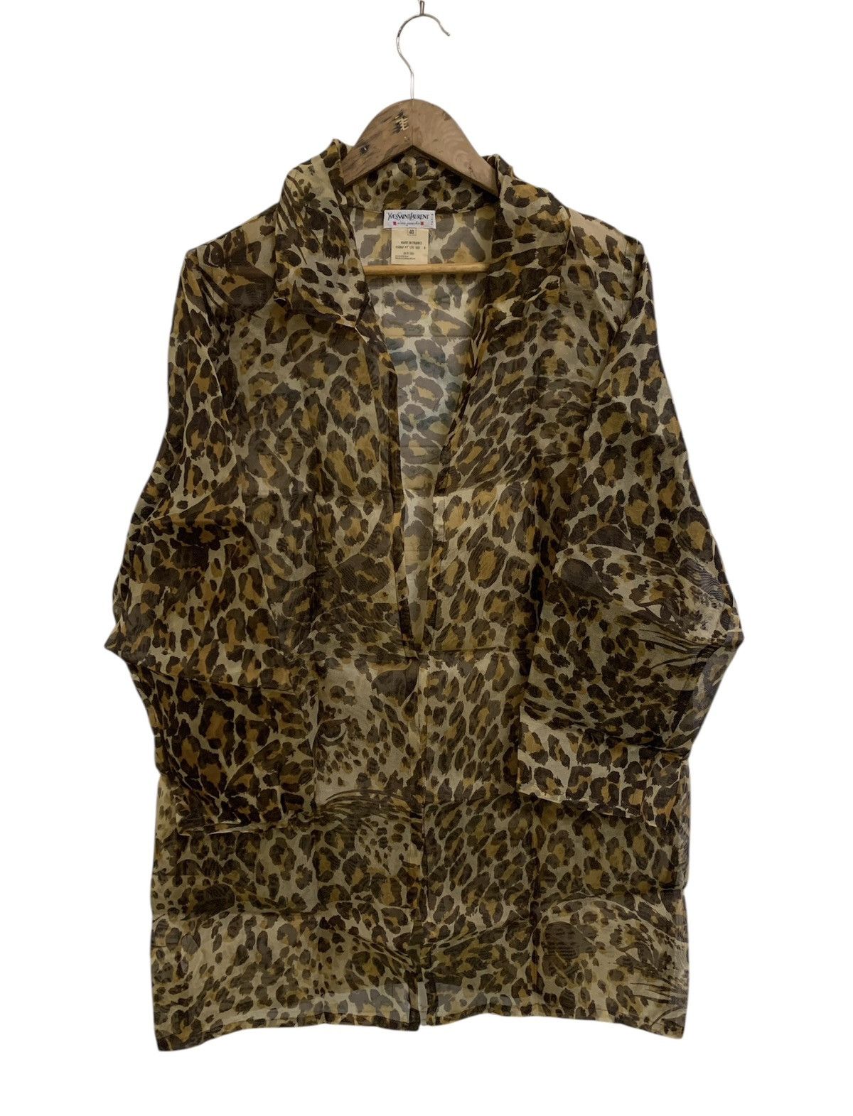 Yves Saint Laurent 💥Yves Saint Laurent Leopard Cardigan Light Jacket Size L / US 10 / IT 46 - 1 Thumbnail
