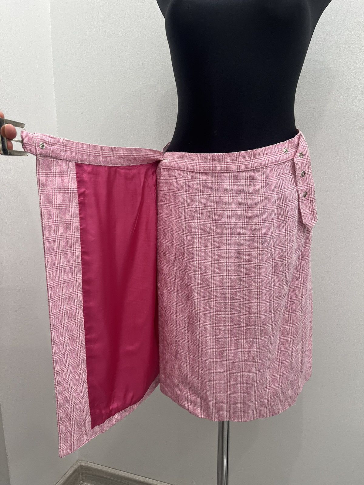 Versace Jeans Couture Vintage Archive Versace Jeans Couture Pink Check Belt Skirt Size 30" / US 8 / IT 44 - 3 Thumbnail
