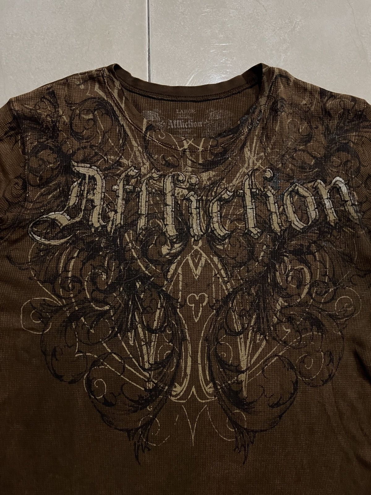Affliction × Vintage Vintage Y2K Affliction Thermal Big Wings and Cross Size US L / EU 52-54 / 3 - 3 Thumbnail