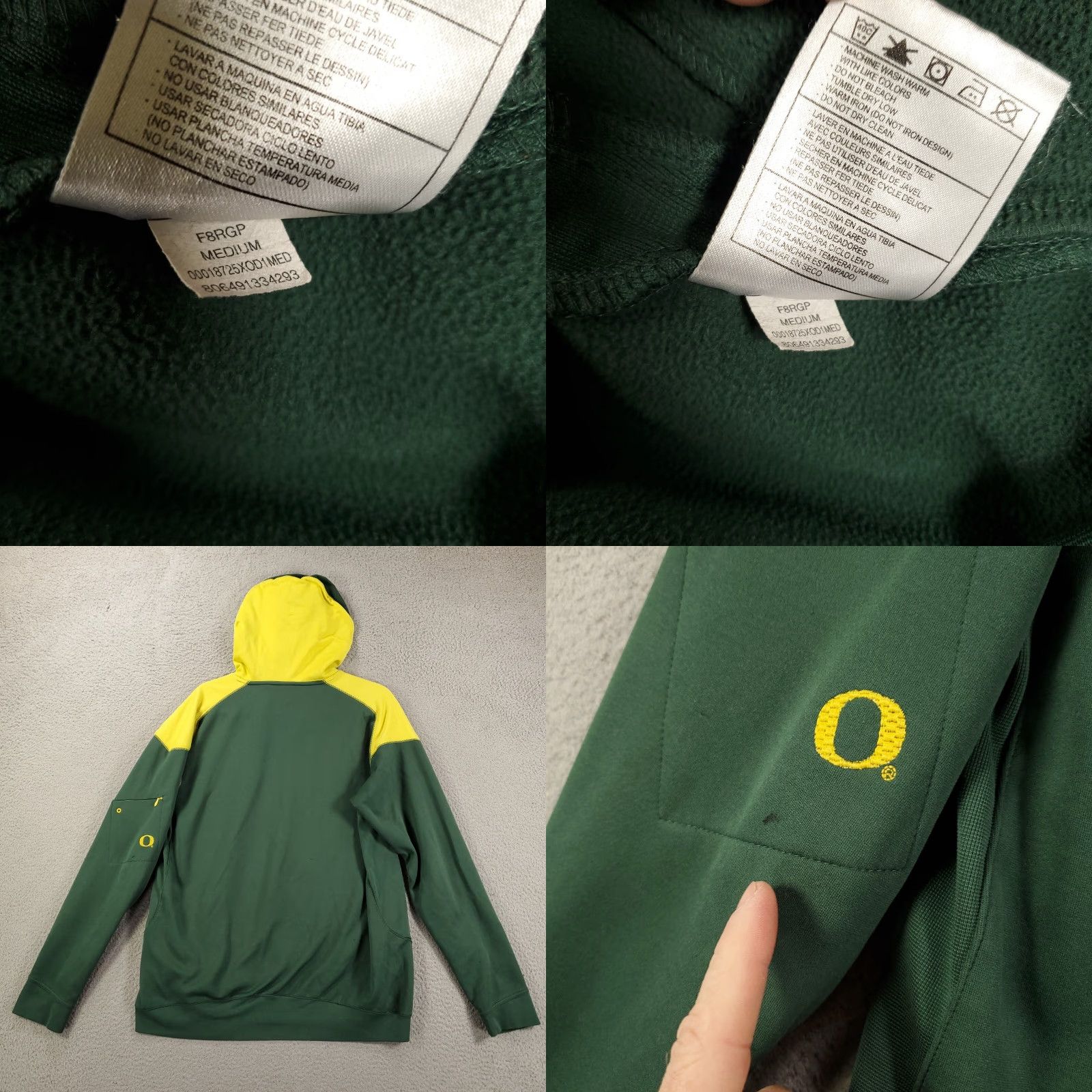 Nike VINTAGE Nike Oregan Ducks Hoodie Mens Medium Green Fleece Lined Zipper Pockets Pullover Size US M / EU 48-50 / 2 - 8 Thumbnail