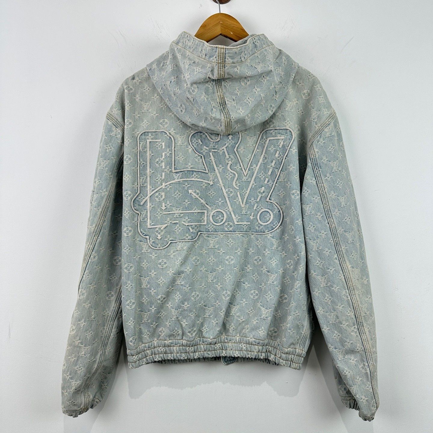Louis Vuitton Louis Vuitton NBA Limited Full Logo Denim Jacket Size US XXS / EU 40 - 2 Thumbnail