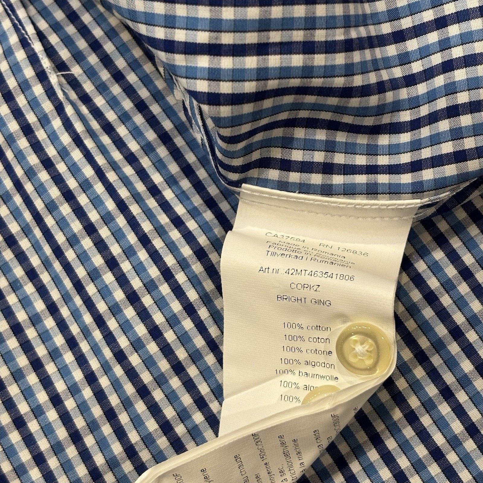 J.Lindeberg J. Lindeberg Blue Tattersall Long Sleeve Button Down XL NWT Size US XL / EU 56 / 4 - 6 Thumbnail