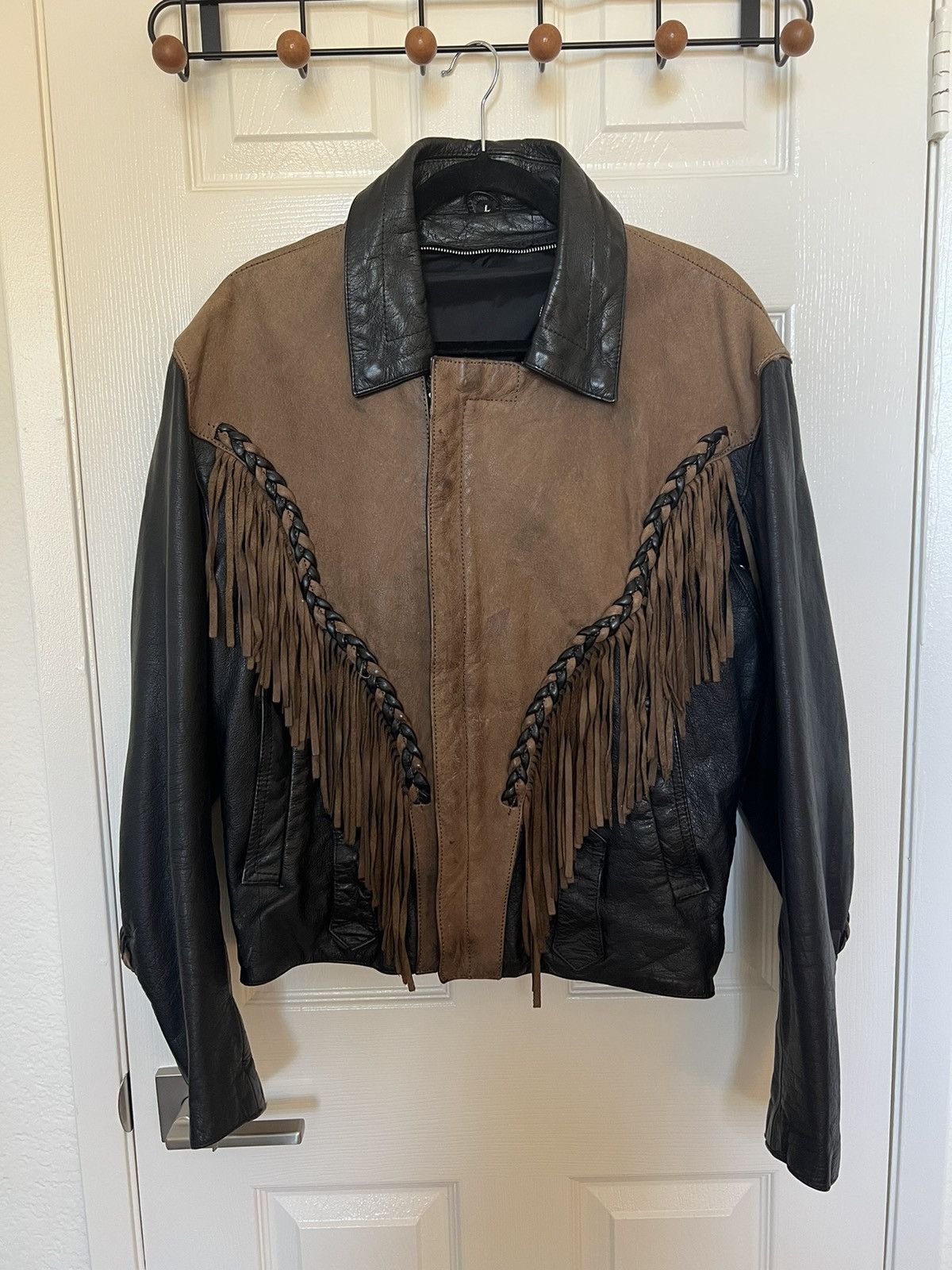 Vintage Black/Brown Western Leather Jacket Size US L / EU 52-54 / 3 - 1 Thumbnail