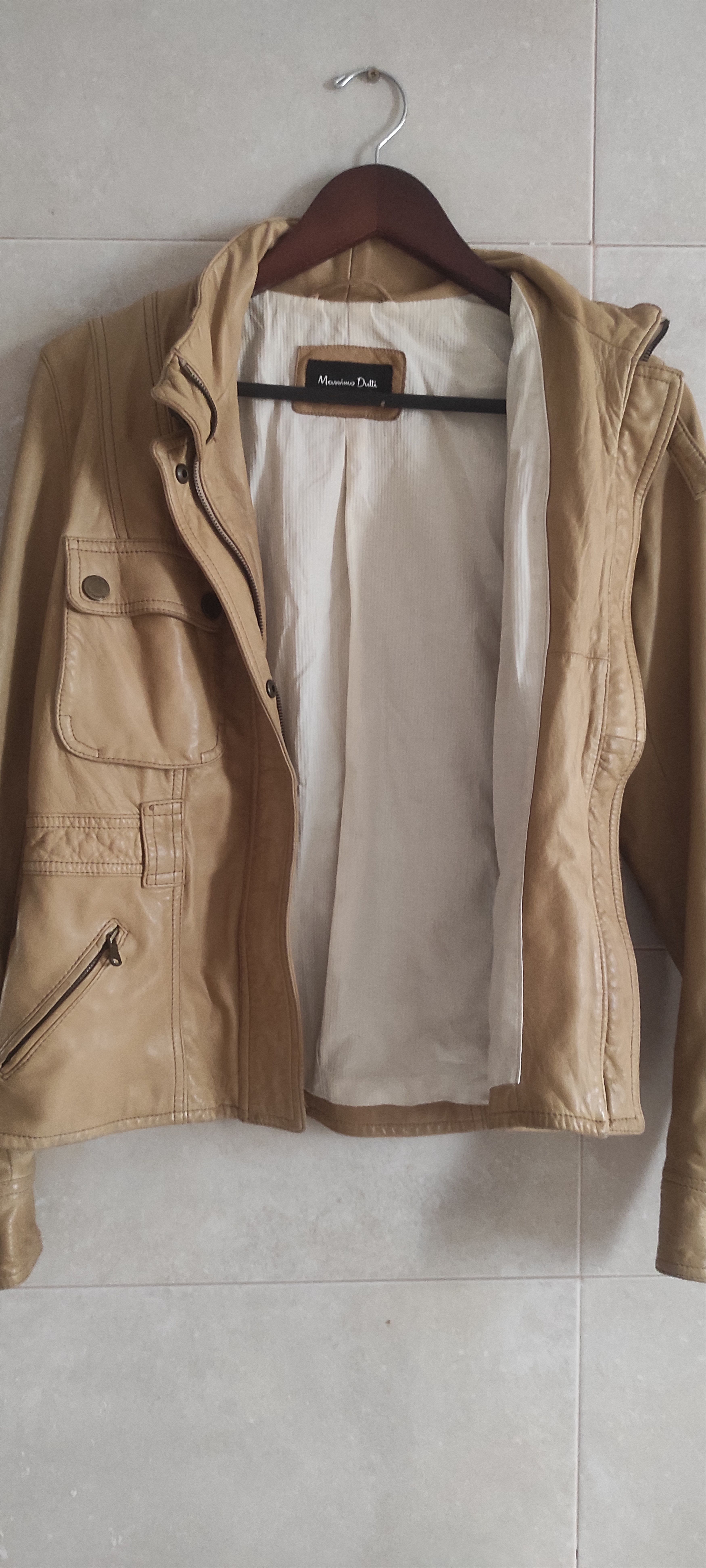 Massimo Dutti Massimo Dutti Sheepskin Soft Leather Tan Moto Jacket Size S / US 4 / IT 40 - 16 Thumbnail