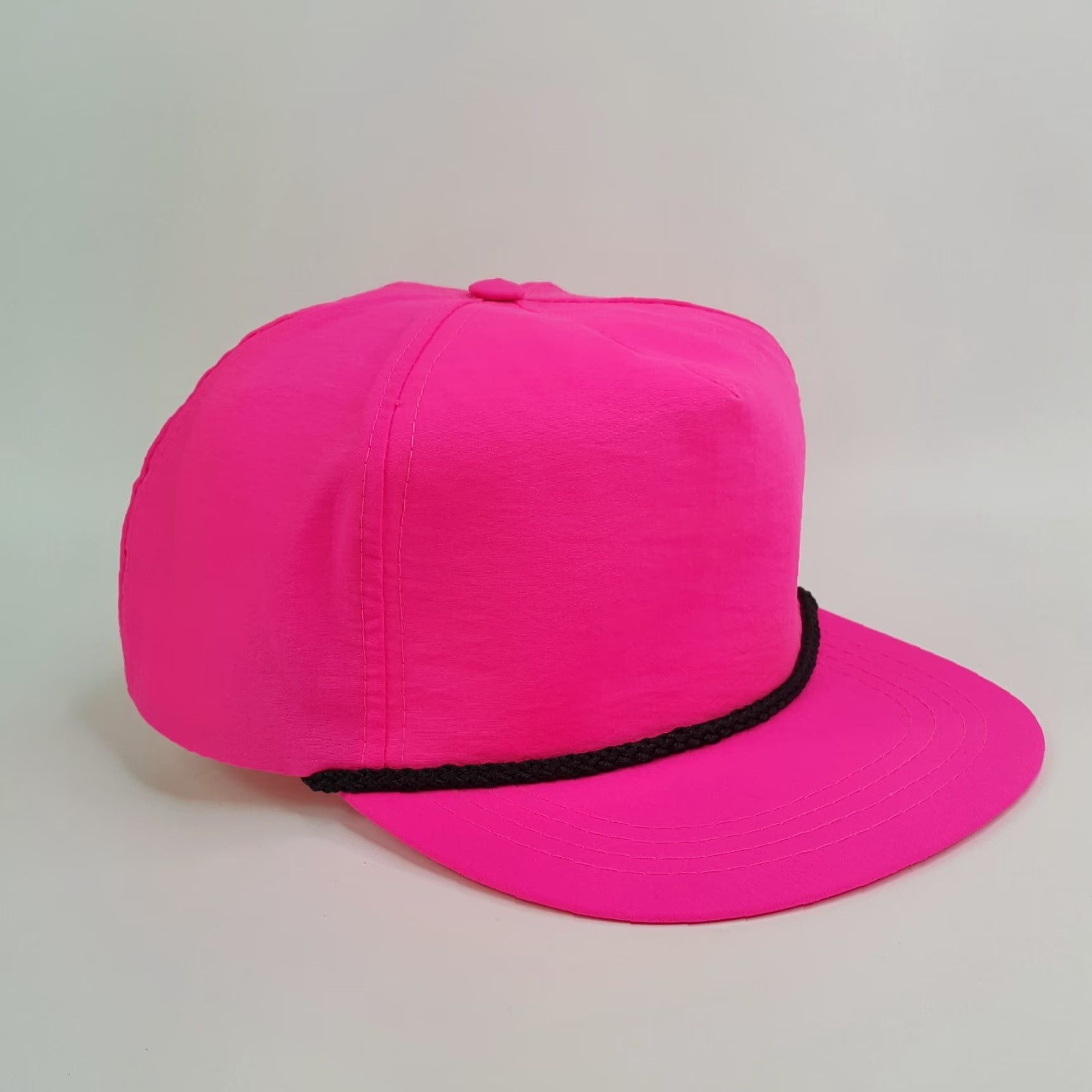 Vintage VINTAGE 80s Neon Pink Trucker Hat Town Talk Adjustable Snapback Cap Navy USA Rose Pink Logo Embroidered Plain Solid Pattern Hat Mens Size ONE SIZE - 3 Thumbnail