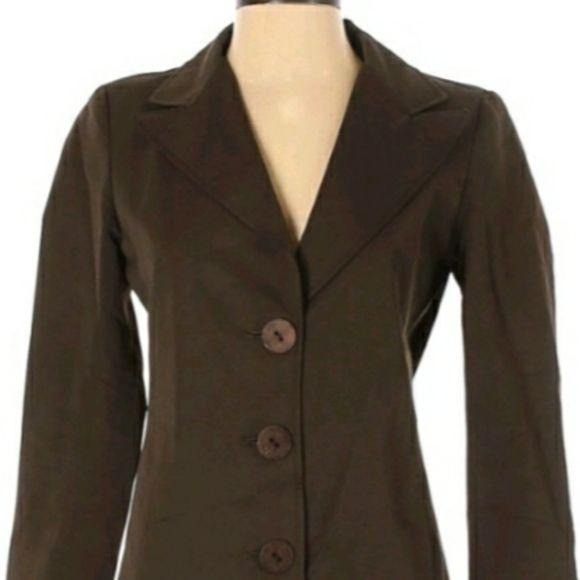 Elie Tahari Tahari Equestrian Jacket Sz XS Brown Large Button Textured T Size XS / US 0-2 / IT 36-38 - 4 Thumbnail