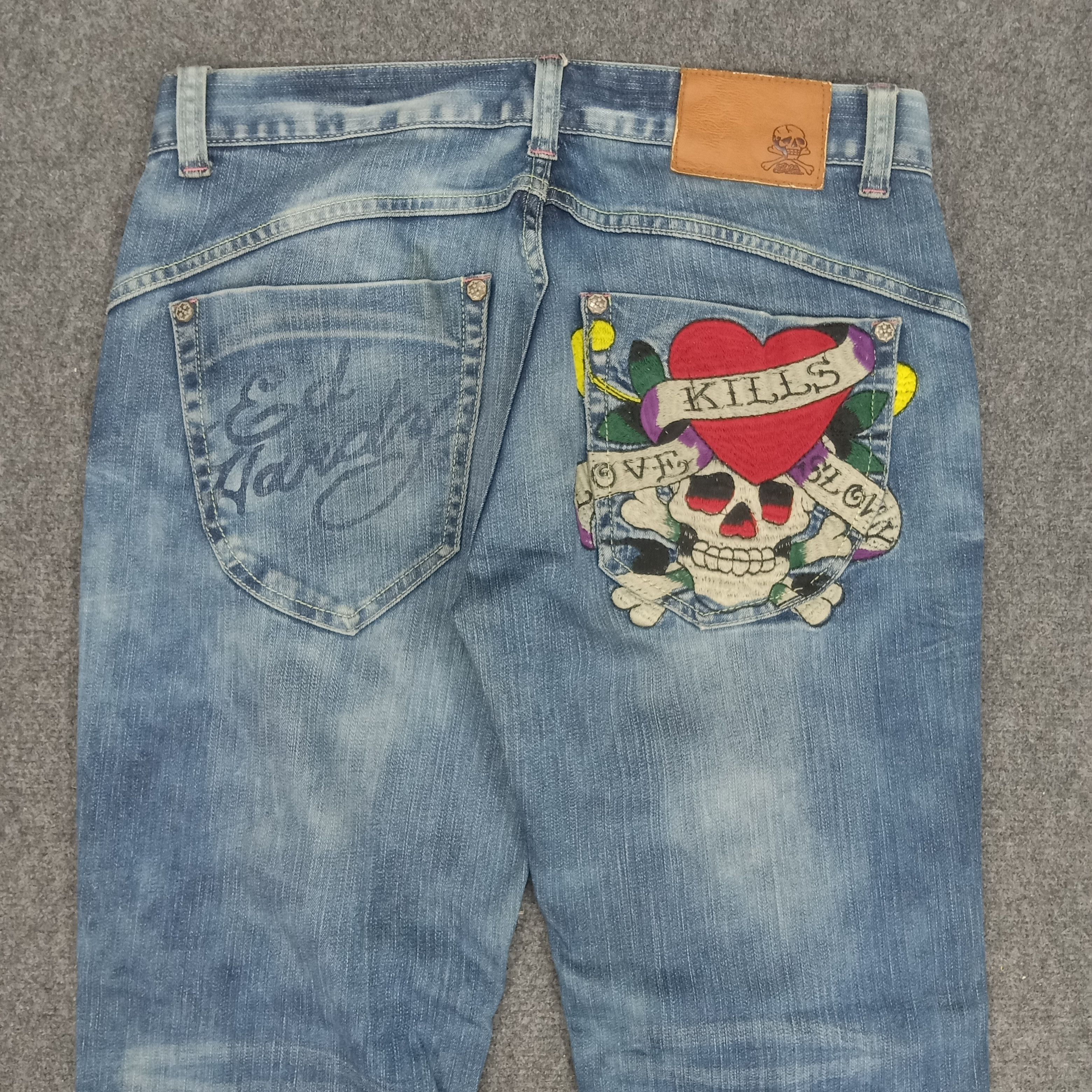 Christian Audigier × Ed Hardy × Vintage Ed Hardy by Christian Audiger Embroidery Denim Jeans Size 32" / US 10 / IT 46 - 2 Thumbnail